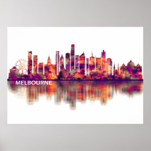 Poster Melbourne Australie Skyline
