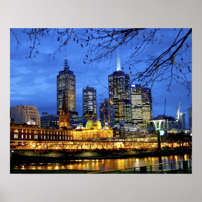 Poster Melbourne, Australie. Une vue nocturne sur (Devant)