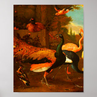 Poster Melchior d'Hondécoeter - Oiseaux dans un parc