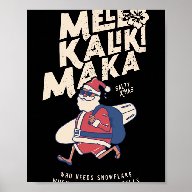 Poster Mele Kalikimaka Funny Santa Hawaiian Christmas T S (Devant)
