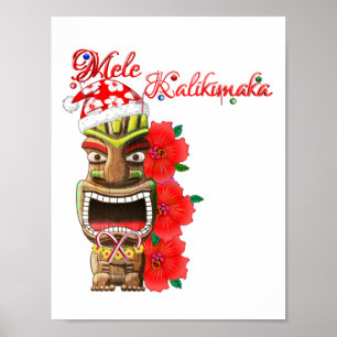Poster Mele Kalikimaka Père Noël Tiki