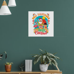 Poster Mele Kalikimaka pour un joyeux Noël hawaïen