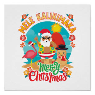 Poster Mele Kalikimaka pour un joyeux Noël hawaïen