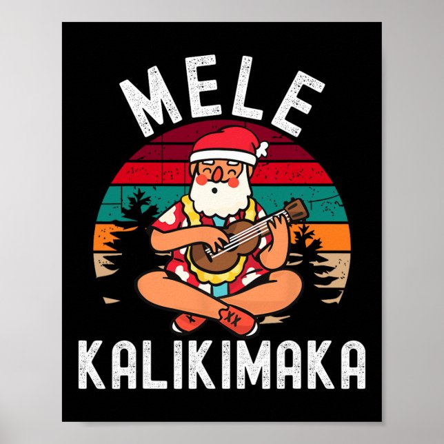 Poster Mele Kalikimaka Tropical Hawaiian Joyeux Noël (Devant)