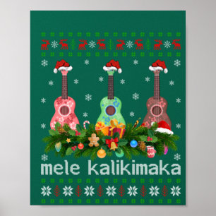 Poster Mele Kalikimaka Ukulele Guitare Cadeau Ukulele