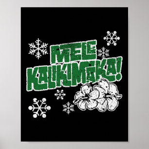 Poster Melekalikimaka Mele Kaliki Maka Noël hawaïen