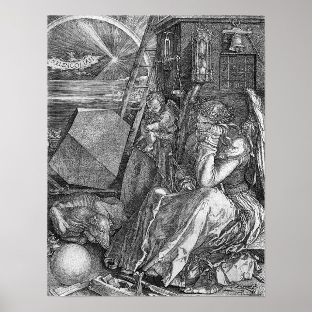 Poster Melencolia Imprimer par Albrecht Durer (Devant)