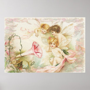 Poster Mélodie - Anges, Fleurs, Musique