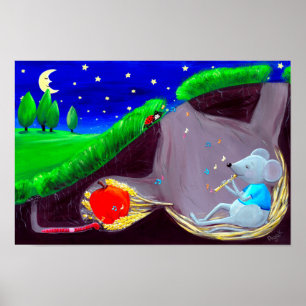 Poster Mélodie au Clair de Lune Nurserie Souris des Cha