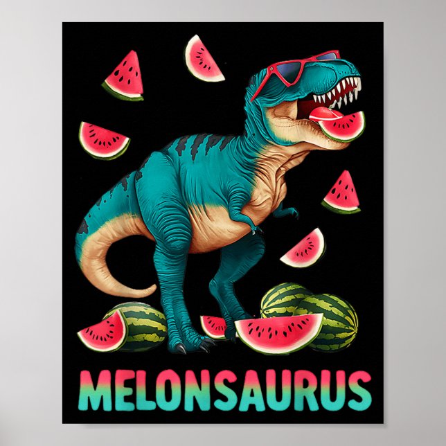 Poster Melonsaurus pastèque dinosaure t rex été drôle (Devant)