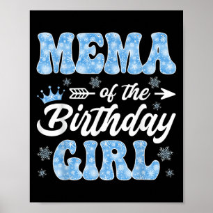 Poster Mema de la fille d'anniversaire Flocons Hiver Noël