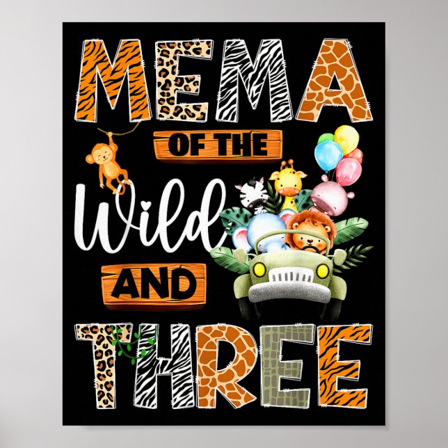 Poster Mema Of The Wild And Three 3rd Birthday Boy Safari (Devant)