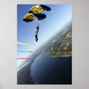 Poster Membres de l'équipe de parachute de marine des USA