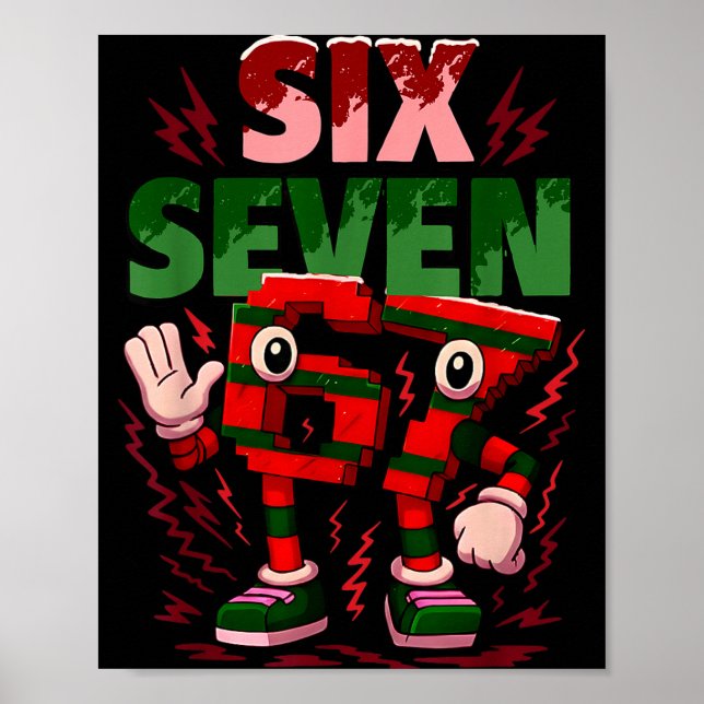 Poster Meme 6 7 Six Seven Italian Brainrot Christmas Red  (Devant)