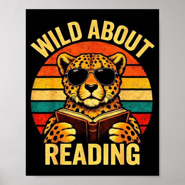 Poster Mème d'animal drôle fou de lecture guépard livre (Devant)