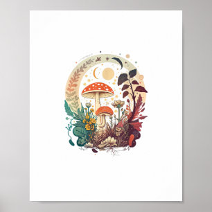 Poster Mème de champignon Goblincore et Cottagecore esthé