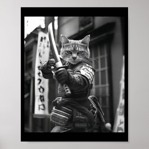 Poster Mème de chat samouraï japonais drôle Papa arts mar
