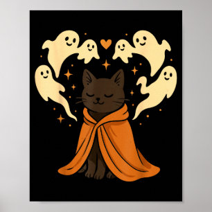 Poster Mème de chat Soky mignon noir Halloween
