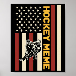 Poster Mème de hockey Joueur de hockey Drapeau américain