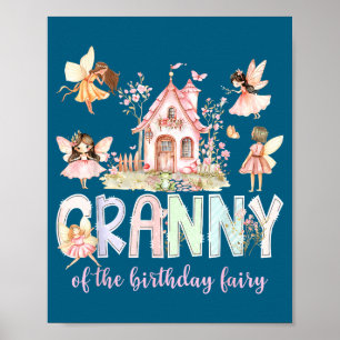 Poster Mémé de la fille de la fée d'anniversaire famille 