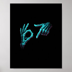 Poster Mème de main de squelette drôle 67 Gen Alpha Hallo