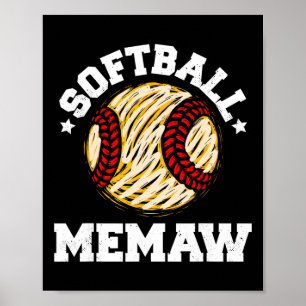 Poster Mémé de softball en détresse vintage drôle grand-m