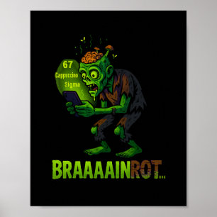 Poster Mème drôle de cerveau pourri de zombie 6 7 Hallowe