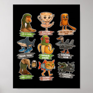 Poster Mème drôle de cerveau rétro italien tout cerveau a
