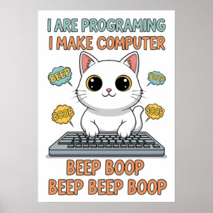 Poster Mème drôle de chat de programmation - "Je suis en