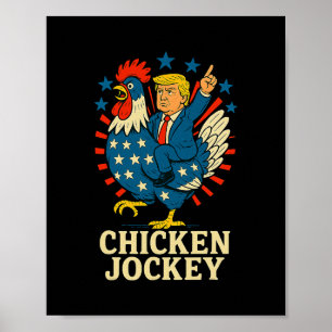 Poster Mème drôle de Jockey de poulet Trump 