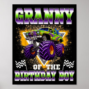 Poster Mémé du garçon anniversaire camion monstre anniver