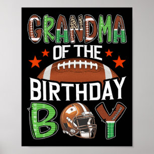 Poster Mémé du garçon d'anniversaire Football de jour de 