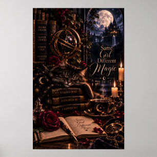 Poster Même Fille Magie Différente Chat Noir Gothique