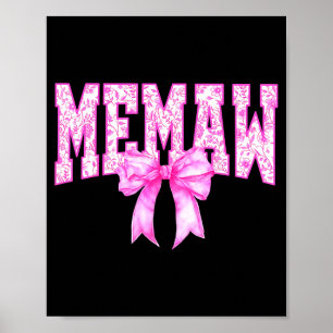 Poster Mémé floral toile rose coquette noeud grand-mère p