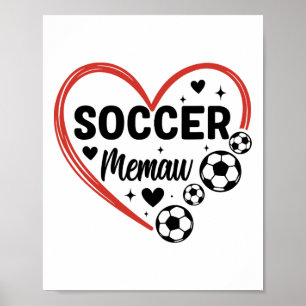 Poster Mémé footballeuse cœur Joueur de football Mémé