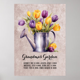 Poster Mémé jardin affectueux petits-enfants