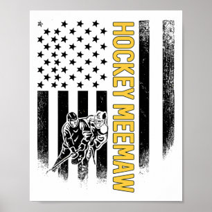 Poster Mémée de hockey Joueuse de hockey au drapeau améri