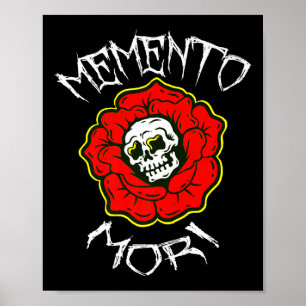 Poster Memento Mori Fleur de tatouage traditionnelle &amp