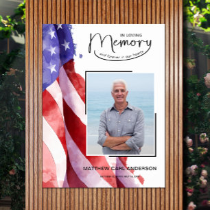 Poster Mémoire d'amour Mémorial funéraire du drapeau amér
