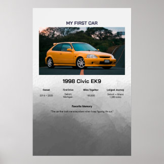 Poster Mémoire de première voiture entièrement personnali