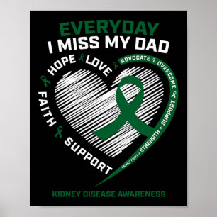 Poster Mémoire Je Manque Mon Père Maladie du rein Cadeau