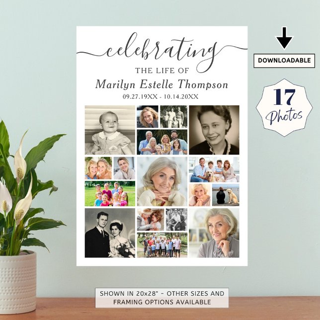 Poster Mémorial 17 Script de Collage de Photos Célébrant  (Créateur téléchargé)