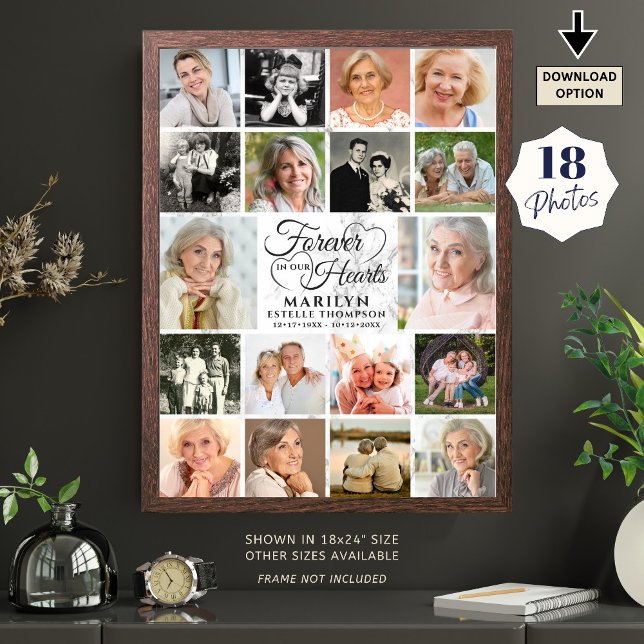 Poster Mémorial 18 Photographies en collage À jamais dans (Créateur téléchargé)