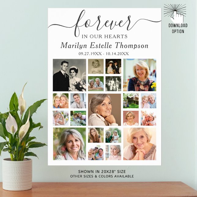 Poster Mémorial 21 Collage de photos À jamais dans nos cœ (Créateur téléchargé)