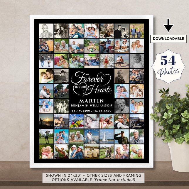 Poster Mémorial 54 Collage de photos À JAMAIS DANS NOS CŒ (Créateur téléchargé)