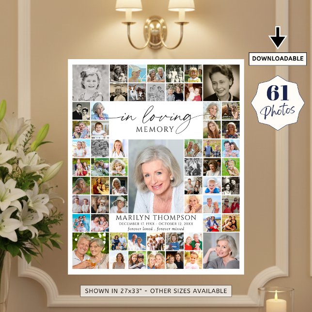 Poster Memorial 61 Photo Collage In Loving Memory (Créateur téléchargé)