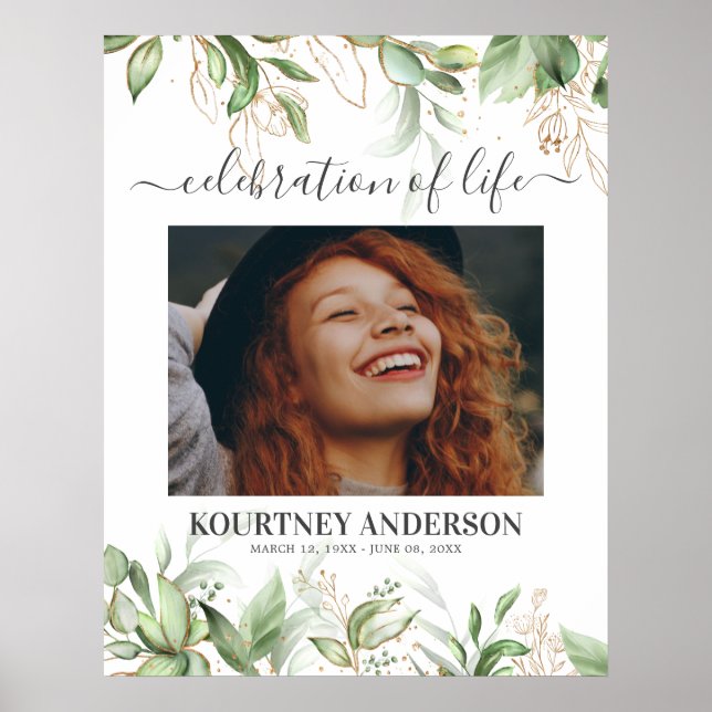 Poster Mémorial botanique élégant (Devant)