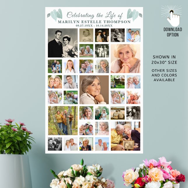 Poster Memorial Celebration 33 Photo Collage Botanique (Créateur téléchargé)