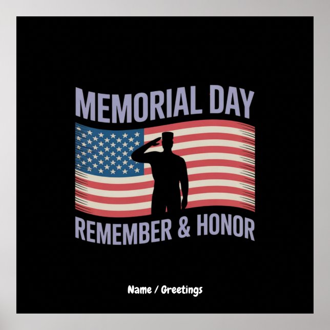 Poster Memorial Day (en anglais) Se souvenir et honorer l (Devant)