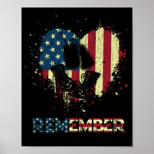 Poster Memorial Day Fier drapeau américain Souvenez-vous